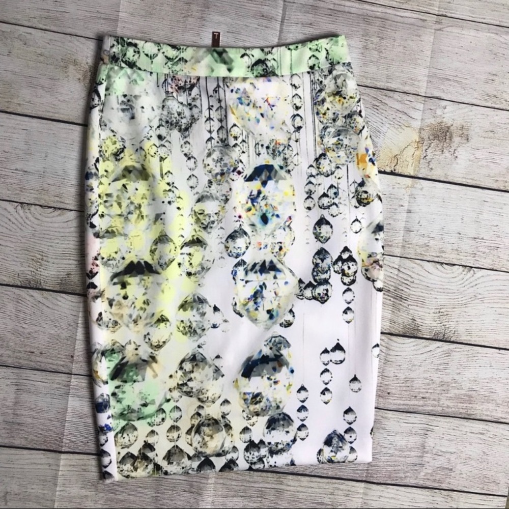 🇬🇧 TED BAKER crystal droplets, exposed zip skirt US 4 / UK 1.